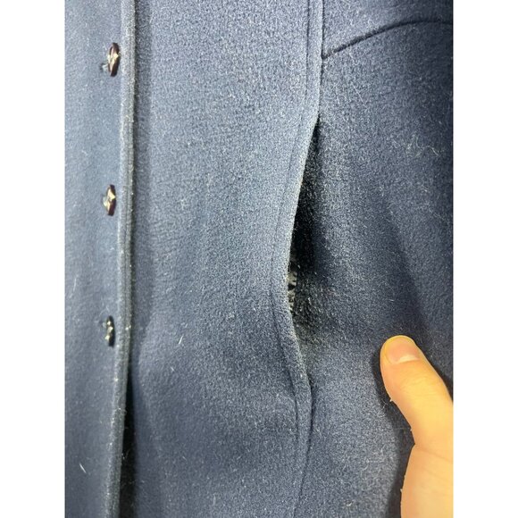 JG Hook Vintage 100% Wool Navy Blue Collared Trench Coat Womens Petite sz 8P - Picture 4 of 5